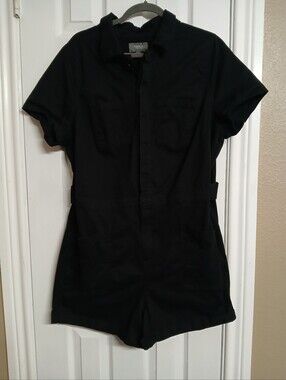 torrid Black Short-Sleeve Button-Down Romper - 14